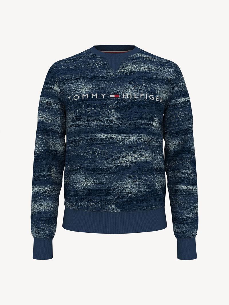 Férfi Tommy Hilfiger Essential brushed print Pulóverek Sötétkék | HU 901CTV